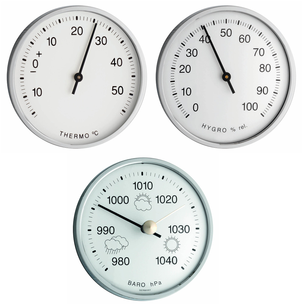 Hygrometer Barometer Wetterstation analog für innen und außen Thermometer 