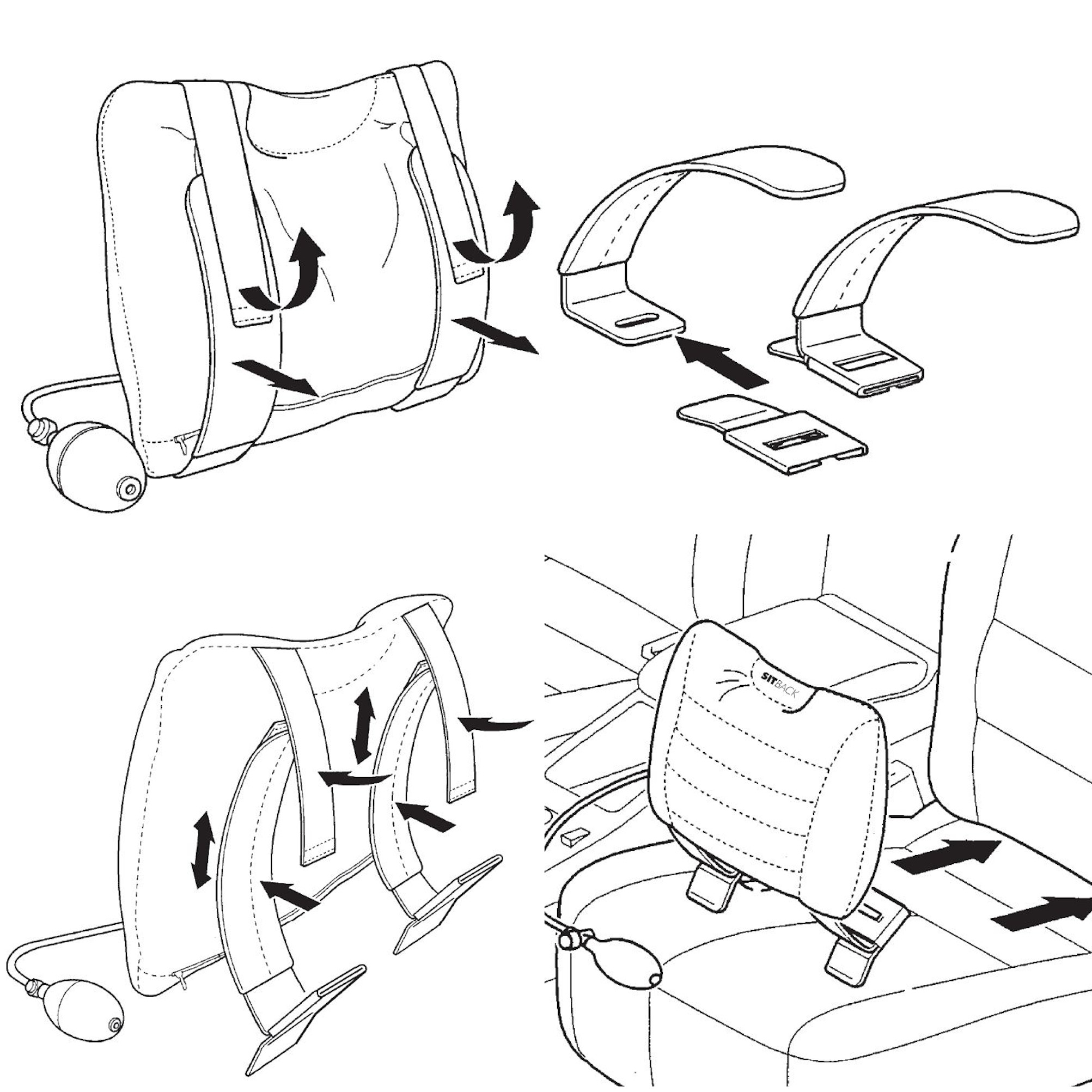 Sitback Air Stoff Rückenkissen mit Luftpumpe