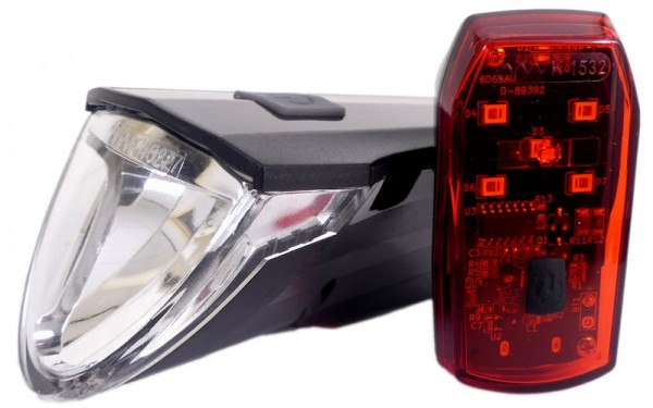 Beleuchtungsset Edge Razor 60 Lux mit Bremslichtfunktion StVZO Fahrradlicht