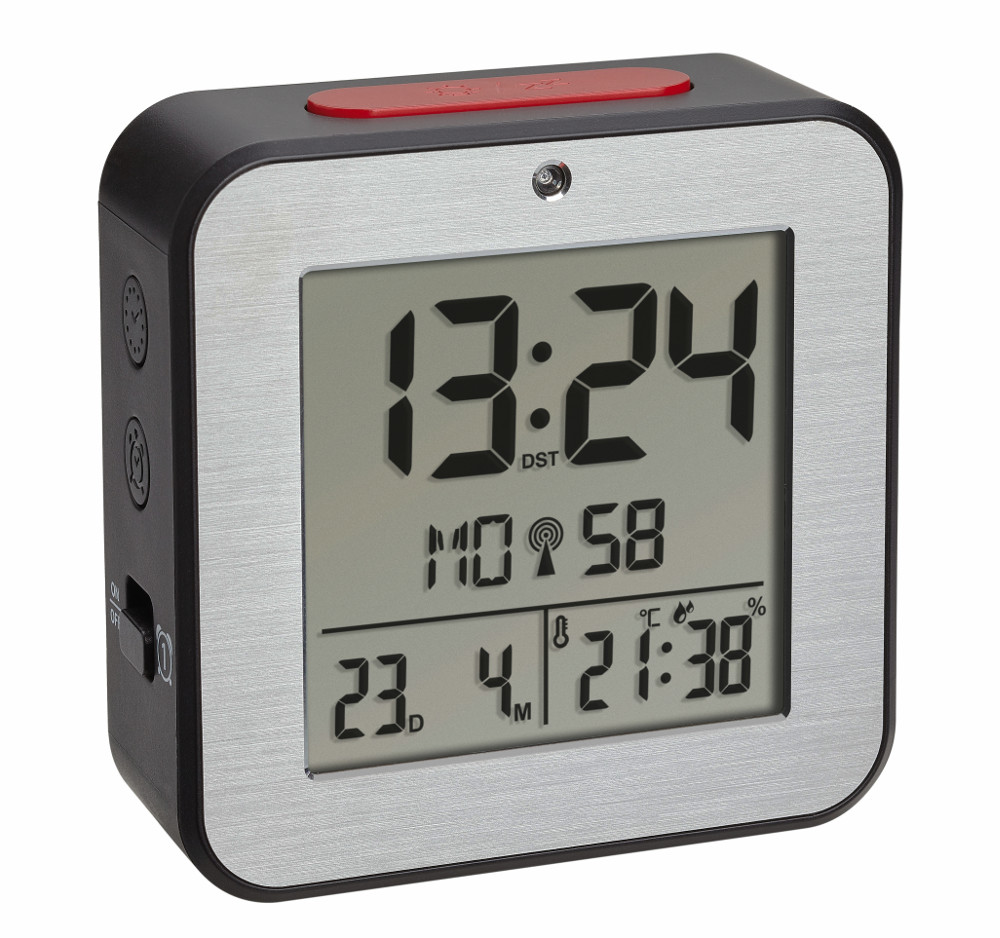 Silber LCD Digitaluhr Wecker Digitalwecker Reisewecker mit J6U2 Thermometer  T6S8 