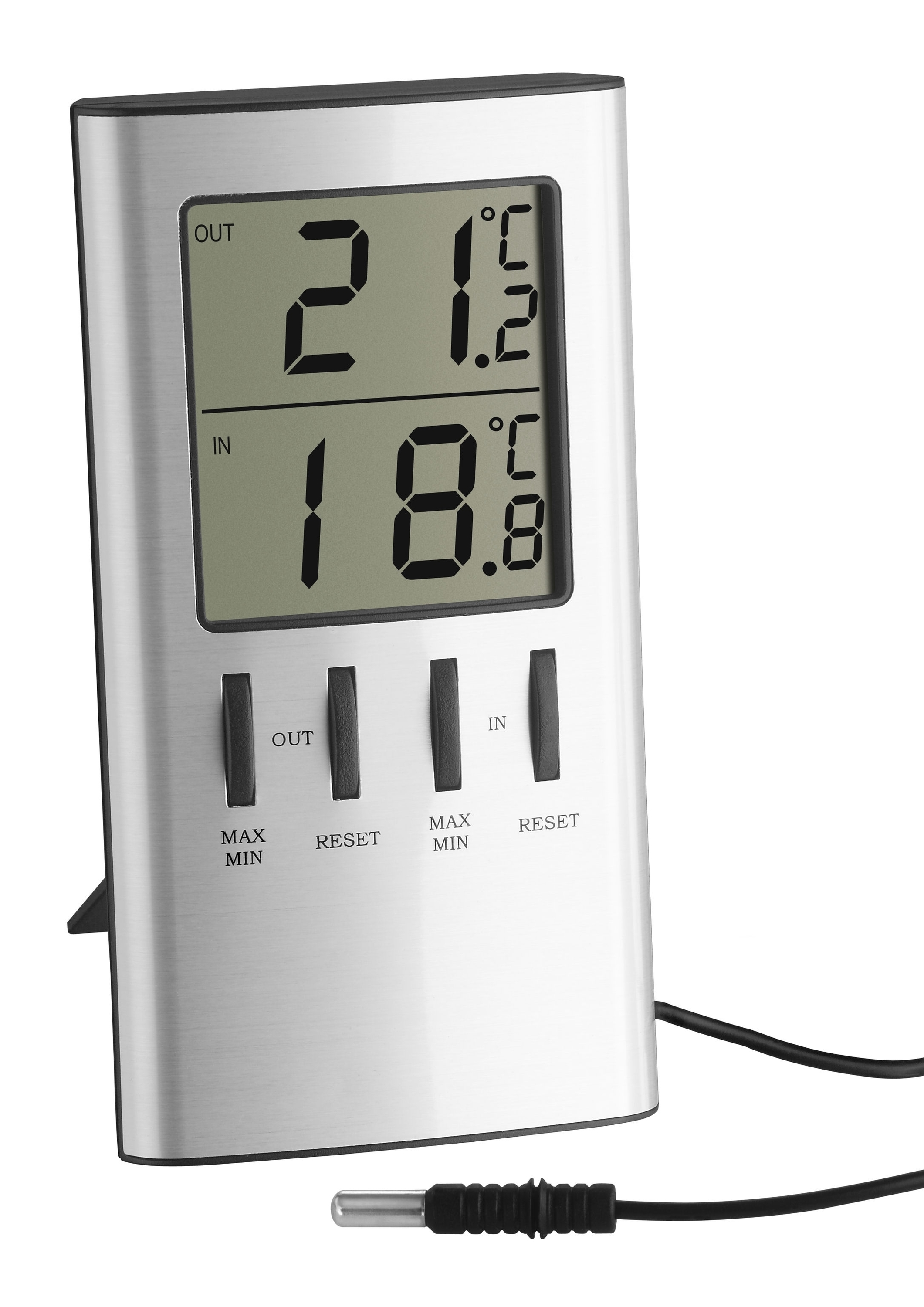 TFA 30.1027 Digitales Innen-Außen-Thermometer mit Messfühler